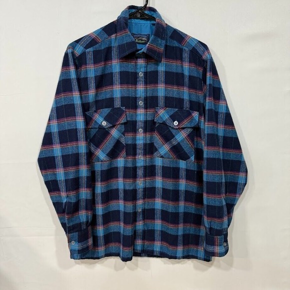 Backpacker Other - Backpacker Mens Plaid Flannel Shirt Navy Teal Magenta Button Down Small 14-14.5